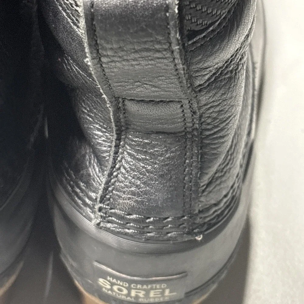 Sorel Cheyanne II Duck Boots Mens 9 Black Leather Waterproof Winter NM3498-010